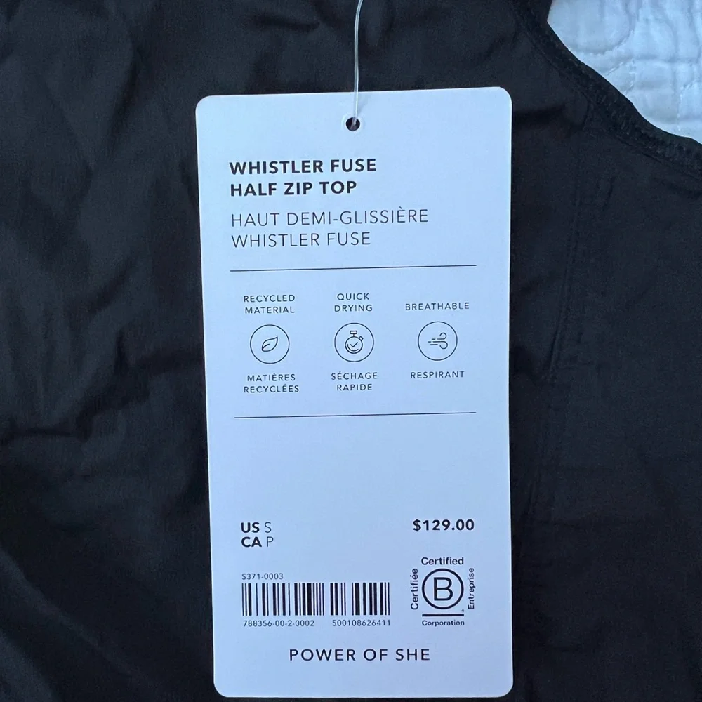 Athleta Black Whistler Fuse Half Zip Top - Picture 2 of 2